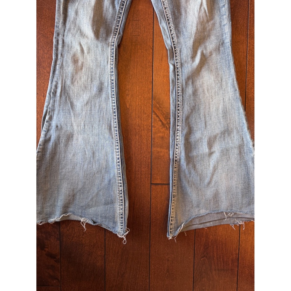 Grace in LA Women 27 Flare Jeans Medium Wash Embellished Raw Hem Western Rodeo - Picture 4 of 8